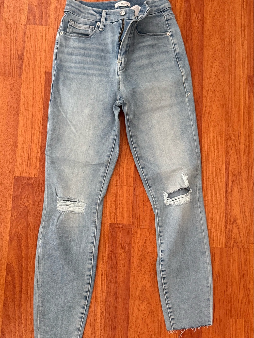 Good American Ankle Distressed High-Rise Skinny Jeans